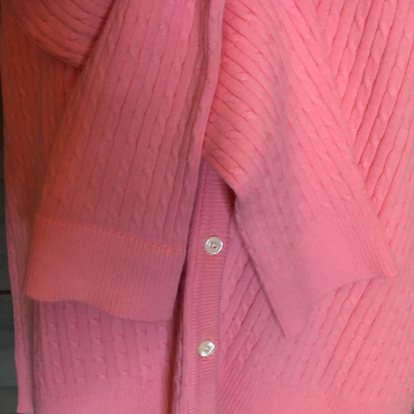 NEW!! Lilly Pulitzer pink cotton sweater cable knit design NWT cardigan sz. Lrg - Picture 3 of 6